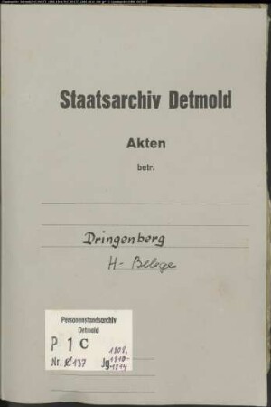 Belegakten zum Heiratsregister der katholischen Gemeinde Dringenberg, Kreis Warburg (1808-1814)
