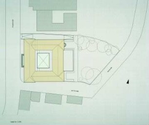 Entwurf zur Erweiterung des Ernst-von-Hülsen-Hauses (2. Preis des Architektenwettbewerbs, Nr. 26) — Lageplan