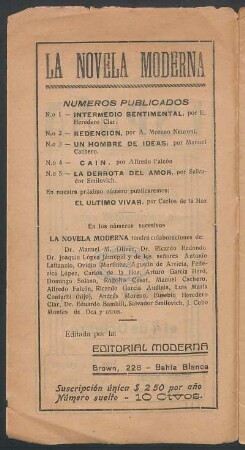 Números publicados : La novela moderna