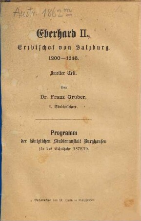Eberhard II., Erzbischof von Salzburg : 1200 - 1246, 2