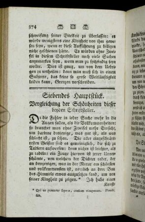 Siebendes Hauptstück. Vergleichung der Schönheiten diese beyden Schriftsteller.