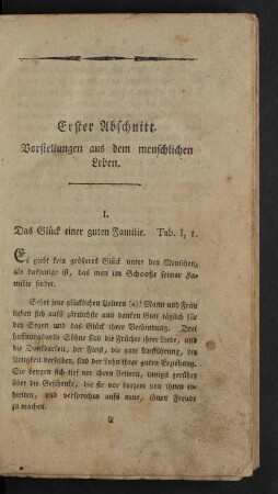 Erster Abschnitt. Vorstellugen aus dem menschlichen Leben.