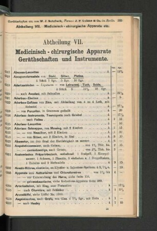 Abtheilung VII. Medicinisch-chirgurgische Apparate, Geräthschaften und Instrumente.