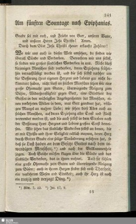 Am fünften Sonntage nach Epiphanias