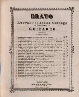 Erato : Auswahl beliebter Gesänge mit leichter Begleitung der Guitarre, 23. Schwäbisches Volkslied : Treue Liebe ; Steh' ich in finstrer Mitternacht