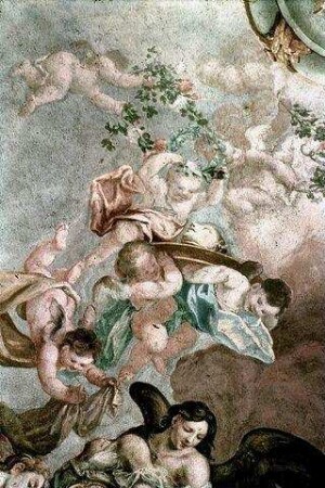 Der Leichnam der heiligen Katherina wird von Engeln zum Berg Sinai getragen