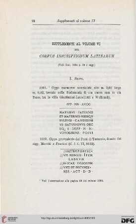 13: Supplementi al volume VI del Corpus Inscriptionum Latinarum, [11]