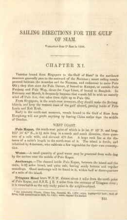 Sailing directions for the Gulf of Siam. Chapter XI