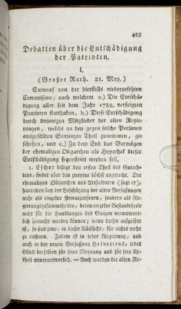 Debatten über die Entschädigung der Patrioten