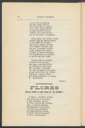 Flores : (Versos leídos en una fiesta de "La Criolla")