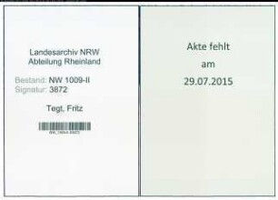 Entnazifizierung Fritz Tegt , geb. 18.10.1898 (Fuhrunternehmer)