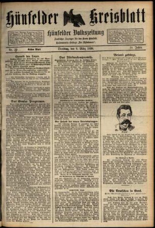 Erste Ausgabe vom Dienstag, den 09. März 1926.