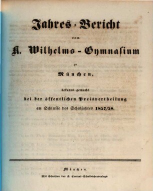 Jahresbericht. 1857/58