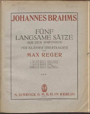 5 langsame Sätze : aus den Sinfonien, 4. Poco allegretto : aus der 3. Sinfonie F-Dur : op. 90