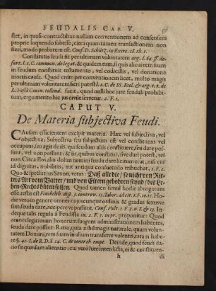 Caput V. De Materia subiectiva Feudi.