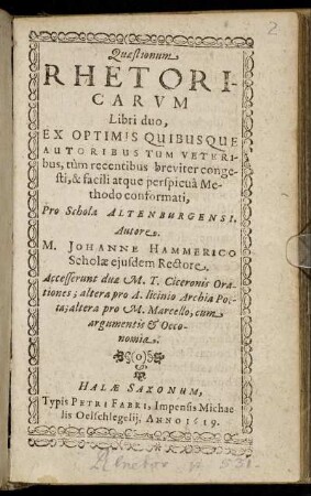 Quaestionum Rhetoricarum Libri duo