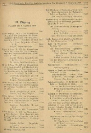 93. Sitzung. Dienstag den 9. Dezember 1919