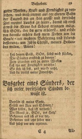 Busgebet eines Sünders, der sich vieler vorsetzlichen Sünden bewußt ist