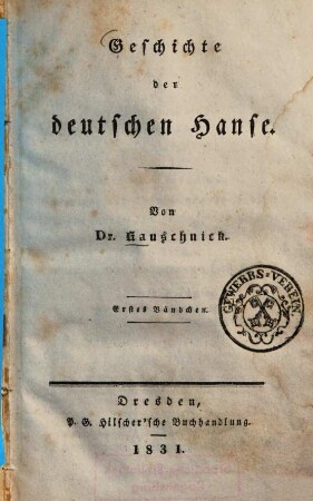 Geschichte der deutschen Hanse, 1