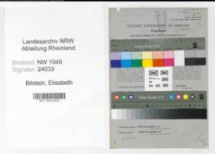 Entnazifizierung Elisabeth Bilstein , geb. 30.09.1888 (Kaufmaennische Angestellte)