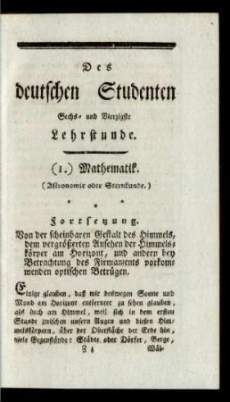 Des deutschen Studenten Sechs- und Vierzigste Lehrstunde