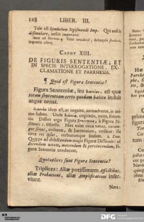 Caput XIII. De Figuris Sententiæ; Et In Specie Interrogatione, Exclamatione Et Parrhesia.