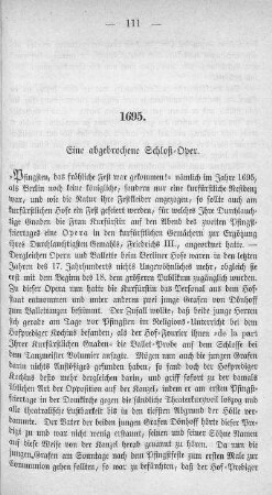 1695. Eine abgebrochene Schloß-Oper