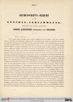 Rechenschafts-Bericht an die General-Versammlung