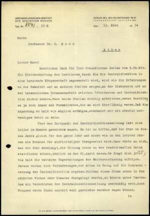 G. Rodenwaldt an G. Karo
