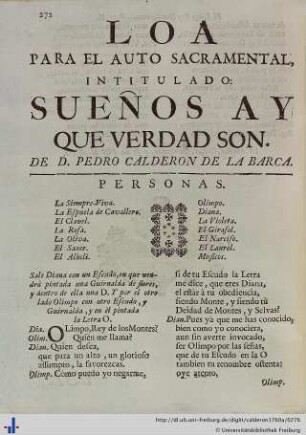 Loa para el Auto Sacramental Sueños hay que verdades son.
