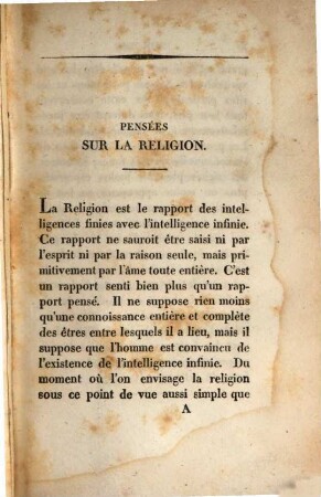 Pensées sur l'homme, ses rapports et ses intérêts, 1