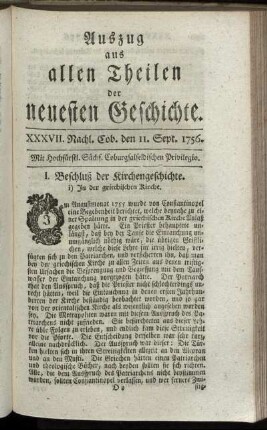 XXXVII. Nachl. Cob. den 11. Sept. 1756.