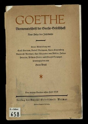 Goethe / 3. Band 1938, Heft 1