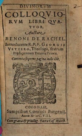 Divinorvm Colloqviorvm : Libri Qvatvor