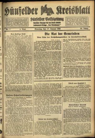 Zweite Ausgabe vom Dienstag, den 17. Januar 1933.