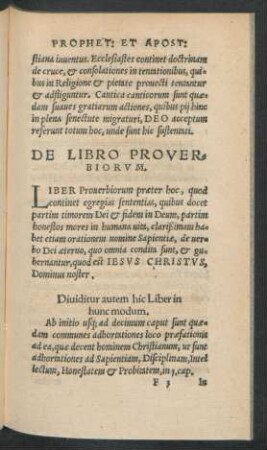 De Libro Proverbiorum.