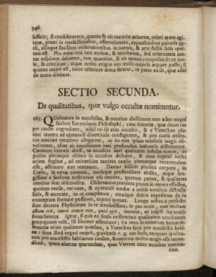 Sectio Secunda. De qualitatibus, quæ vulgo occultæ nominantur.