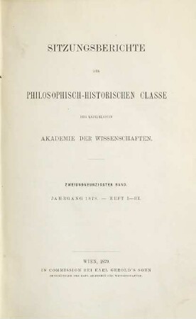 Sitzungsberichte. 92. 1878