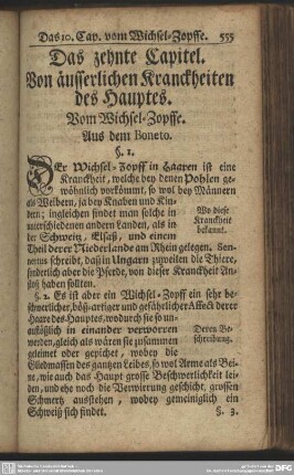 Das zehnte Capitel. Von den äusserlichen Kranckheiten des Hauptes