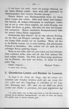 IV.C. Christliches Leiden und Sterben im Lazarett