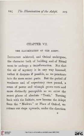 Chapter VII: The illumination of the adept