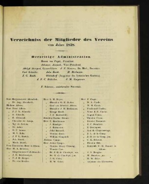 Verzeichniss der Mitglieder des Vereins vom Jahre 1838.