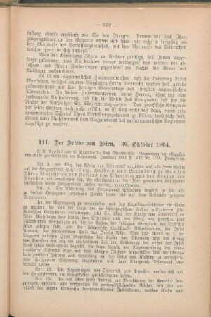 111. Der Friede von Wien. 30. Oktober 1864.