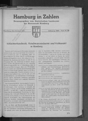 Schlachterhandwerk, Fleischwarenindustrie und Viehhandel in Hamburg