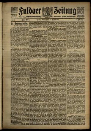 Erste Ausgabe vom Mittwoch, den 24. Januar 1912.