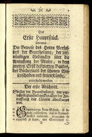 Der erste Abschnitt [bis] Der fünfte Abschnitt.