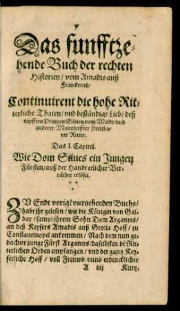 Das fünfftzehende Buch der rechten Historien/ vom Amadis auß Franckreich.