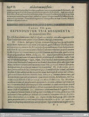 Caput VII. Expenduntur Tria Argumenta de immensitate Dei