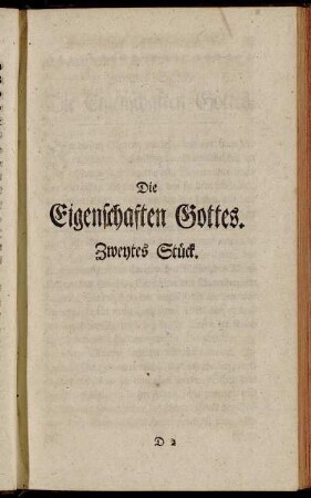 Die Eigenschaften Gottes. Zweytes Stück