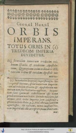 Totus orbis in tredecim imperia dividitur.